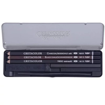 Cretacolor Charcoal Pocket Set set za crtanje ugljenom, 8 komada, metalna kutija