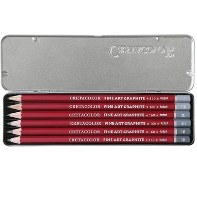 Set grafitnih olovaka Cretacolor Fine Art Graphite - 6 kom, metalna kutija