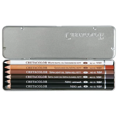 Set uljanih olovaka Cretacolor, 6 komada, metalna kutija
