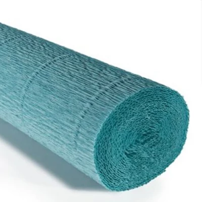 Cvjetni krep papir, 180 g, 50x250 cm - 17E/3 svijetlo tirkizna