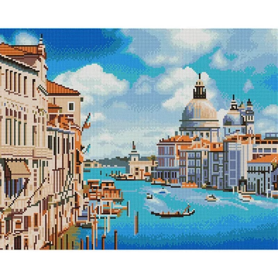 Dijamantni mozaik slagalica, na razvučenom platnu, 40x50 cm - Venecijanski kanali (Santa Maria della Salute)