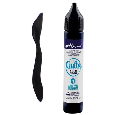 H Dupont Serti konturni premaz za svilu fiksiran parom, gutta, 25 ml - 100 crna, noir