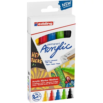 edding 5100 set akrilnih markera (flomastera), M (2-3 mm) - 5 kom, osnovni
