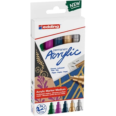 edding 5100 set akrilnih markera (flomastera), M (2-3 mm) - 5 kom, odmor