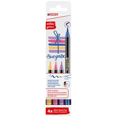 edding 1340 brush iron (brush filc) set, S (1-6 mm) - 4 kom, glitter