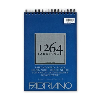 Fabriano 1264 crni blok za crtanje, 200 g - A4, gornje spiralni
