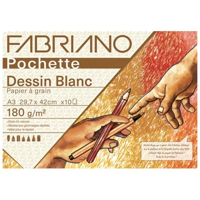 Paket papira za crtanje Fabriano Pochette Dessin Blanc, 180 g - A3, 10 listova