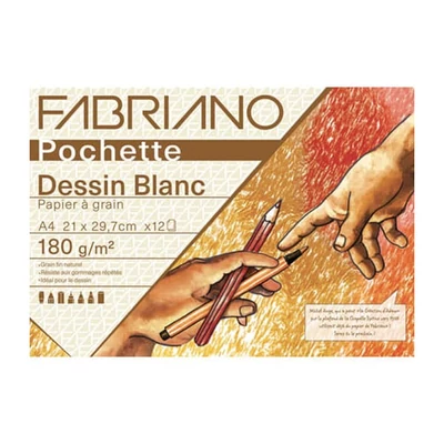 Paket papira za crtanje Fabriano Pochette Dessin Blanc, 180 g - A4, 12 listova