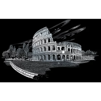 Set za ručno graviranje slika s ručnom olovkom, 29x39 cm - Colosseum, srebro