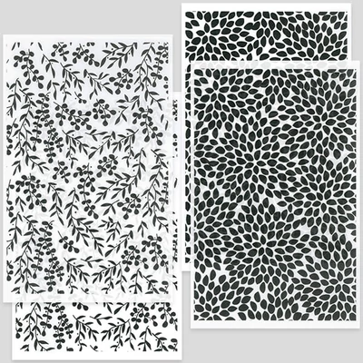 Transfer papir za pečenje plastelina, 9x14 cm, 2x2 kom - listići, latice cvijeta - crni