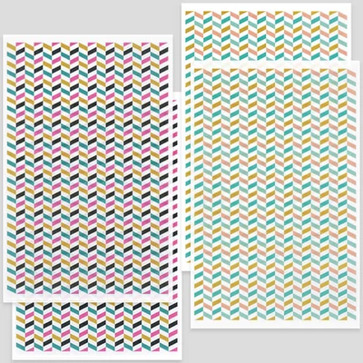Transfer papir za pečenje plastelina, 9x14 cm, 2x2 kom - ševron cik-cak - rozo-crni, tirkiz