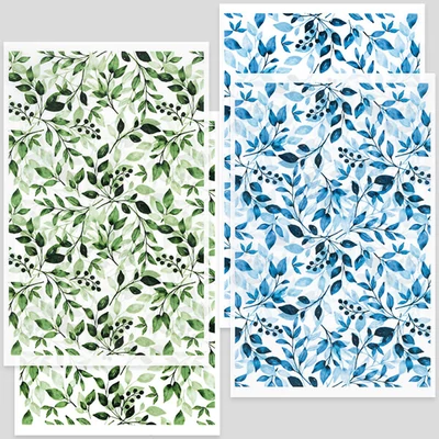 Transfer papir za pečenje plastelina, 9x14 cm, 2x2 kom - listići - zeleni, plavi