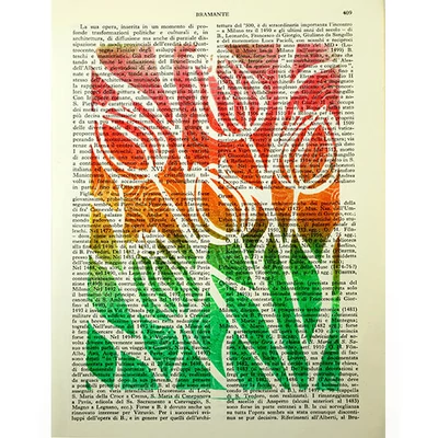 Šablona, Gelli Arts, 5x7", 12,7x17,8 cm - tulipan