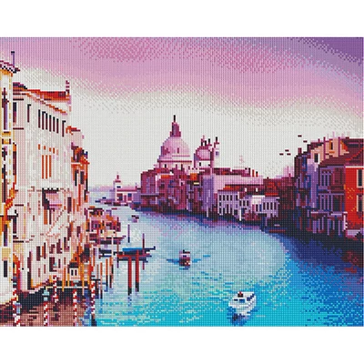 Dijamantni mozaik slagalica, na razvučenom platnu, 40x50 cm - Zalazak sunca u Veneciji