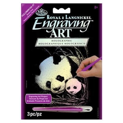 Set za ručno graviranje slika s ručnom olovkom, 12x18 cm - Panda, holografija