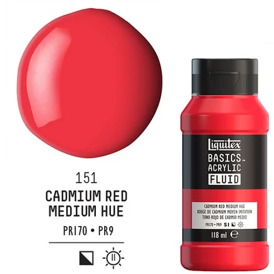 Liquitex Basics Fluid akrilna boja, 118 ml - 151, cadmium red medium hue