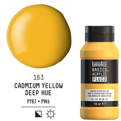 Liquitex Basics Fluid akrilna boja, 118 ml - 163, cadmium yellow deep hue