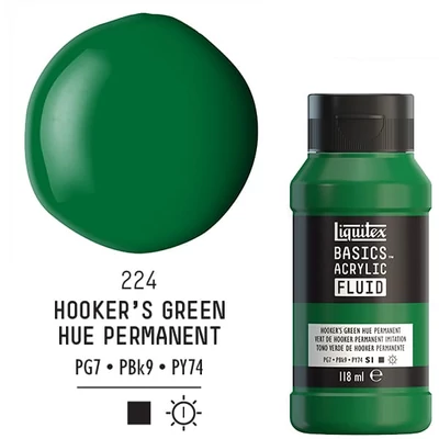 Liquitex Basics Fluid akrilna boja, 118 ml - 224, hooker's green hue permanent