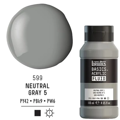 Liquitex Basics Fluid akrilna boja, 118 ml - 599, neutral grey 5