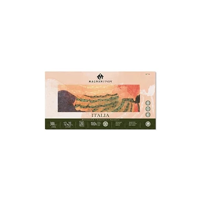 Magnani Italia akvarel blok, 100% pamuk, 300 g, 12x23 cm, 20 listova, poluhrapav