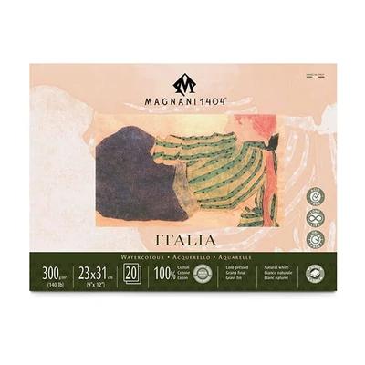 Magnani Italia akvarel blok, 100% pamuk, 300 g, 23x31 cm, 20 listova, poluhrapav