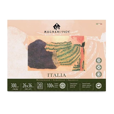 Magnani Italia akvarel blok, 100% pamuk, 300 g, 26x36 cm, 20 listova, poluhrapav