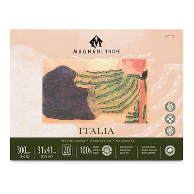 Magnani Italia akvarel blok, 100% pamuk, 300 g, 31x41 cm, 20 listova, poluhrapav