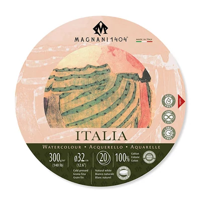 Magnani Italia akvarel blok, 100% pamuk, 300 g, 32 cm okrugli, 20 listova, poluhrapav