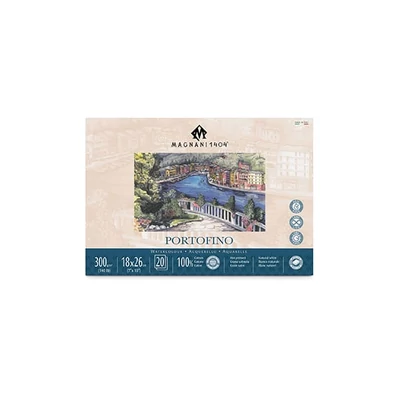 Magnani Portofino akvarel blok, 100% pamuk, 300 g, 18x26 cm, 20 listova, jednobojni