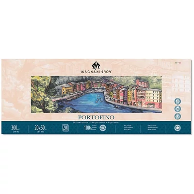 Magnani Portofino akvarel blok, 100% pamuk, 300 g, 20x50 cm, 20 listova, glatki