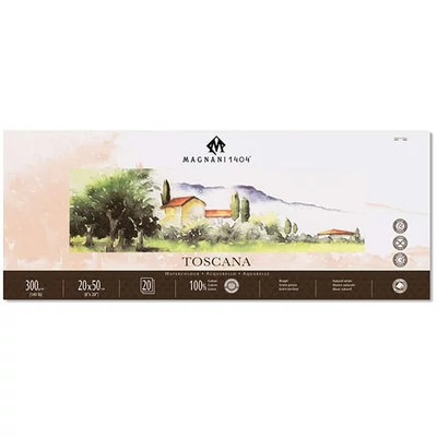 Magnani Toscana akvarel blok, 100% pamuk, 300 g, 20x50 cm, 20 listova, grubo