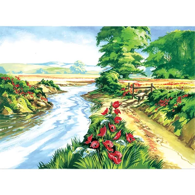 Set za bojanje s brojevima, akrilna boja+kist, 29x39 cm - Polje makova