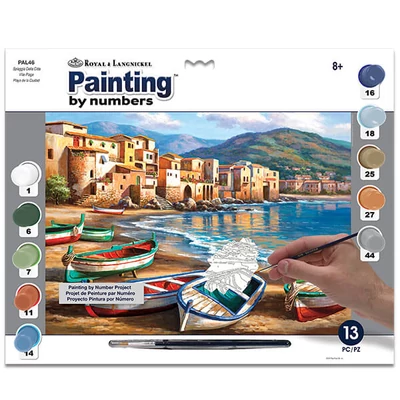 Set za bojanje s brojevima, akrilna boja+kist, 29x39 cm - Gradska plaža
