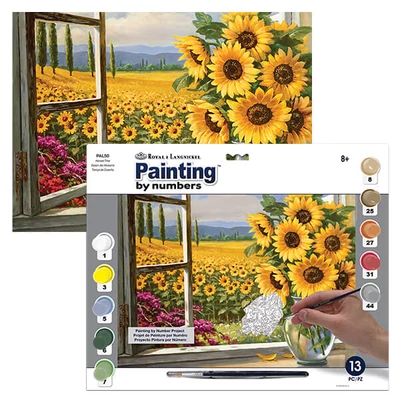 Set za bojanje s brojevima, akrilna boja+kist, 29x39 cm - Suncokreti