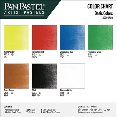 PanPastel set suhogog pastela u teglicama, 7 kom + dodaci – Basic Colors