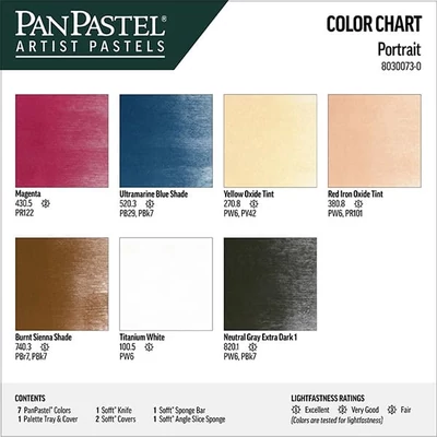 PanPastel set suhogog pastela u teglicama, 7 kom + dodaci - Portrait
