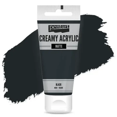 Kremasta akrilna boja Pentart, mat, 60 ml - crna