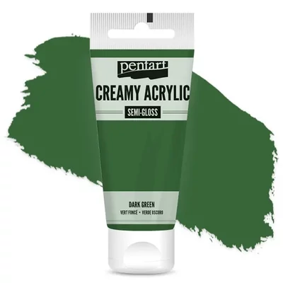 Kremasta akrilna boja Pentart, svilenkasto glatka, 60 ml - tamnozelena