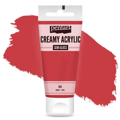 Kremasta akrilna boja Pentart, svilenkasto glatka, 60 ml - crveno