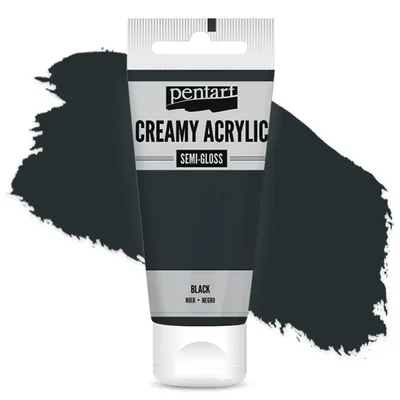 Kremasta akrilna boja Pentart, svilenkasto glatka, 60 ml - crna