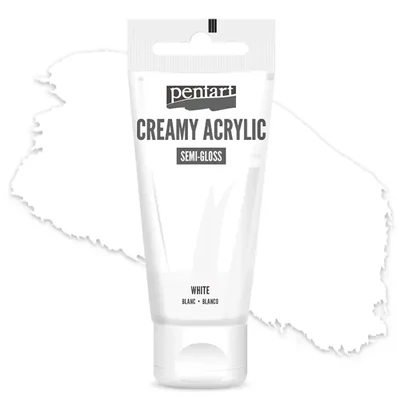 Kremasta akrilna boja Pentart, svilenkasto glatka, 60 ml - bijela