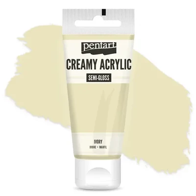 Kremasta akrilna boja Pentart, svilenkasto glatka, 60 ml - slonova kost