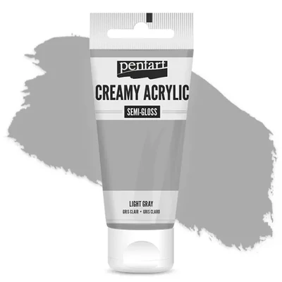 Kremasta akrilna boja Pentart, svilenkasto glatka, 60 ml - svijetlosiva