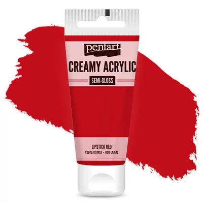 Kremasta akrilna boja Pentart, svilenkasto glatka, 60 ml - crveni ruž
