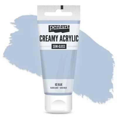 Kremasta akrilna boja Pentart, svilenkasto glatka, 60 ml - ledeno plava