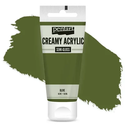Kremasta akrilna boja Pentart, svilenkasto glatka, 60 ml - maslina