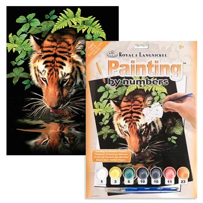 Set za bojanje s brojevima, akrilna boja+kist, 22x30 cm - Žedni tigar