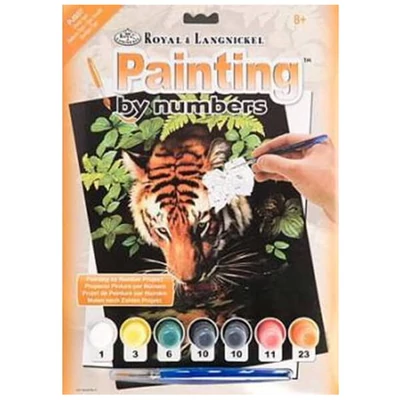 Set za bojanje s brojevima, akrilna boja+kist, 22x30 cm - Žedni tigar