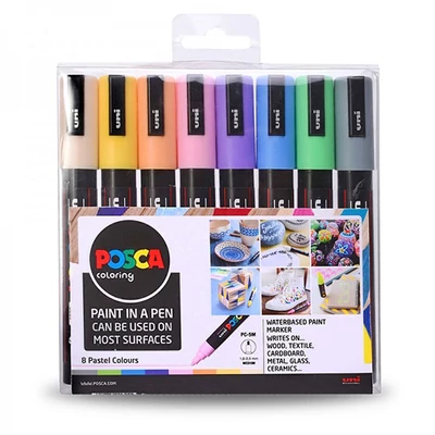 UNI POSCA PC-3M set flomastera - 8 kom, pastel