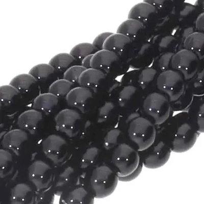 Ogrlica od čeških staklenih tekla perli, 4 mm, 120 kom - Black
